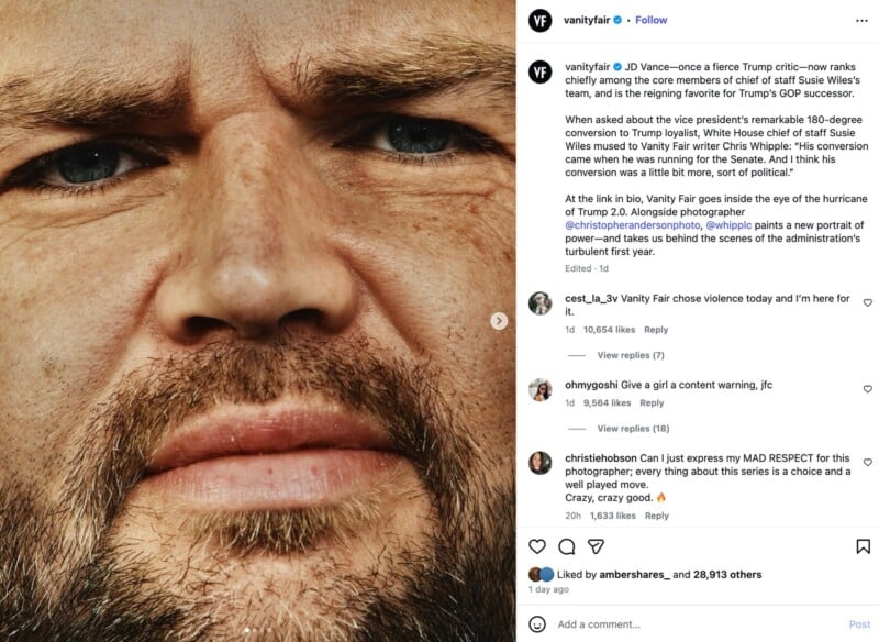 A close-up photo of a man's face with a serious expression, featuring light skin, a reddish beard, and blue eyes. The image is highly detailed, capturing skin texture, pores, and facial hair.